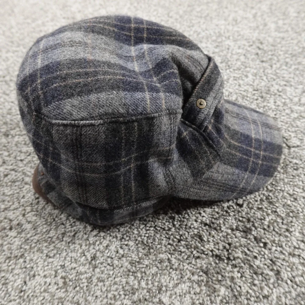VTG Gap Hat Cap Fitted L Gray Plaid Wool Army Ear Flap Winter 1969 Y2K 00s‎ Mens